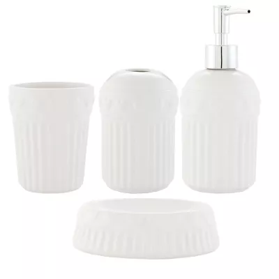 Clayre & Eef Badezimmerset 4er Set weiß