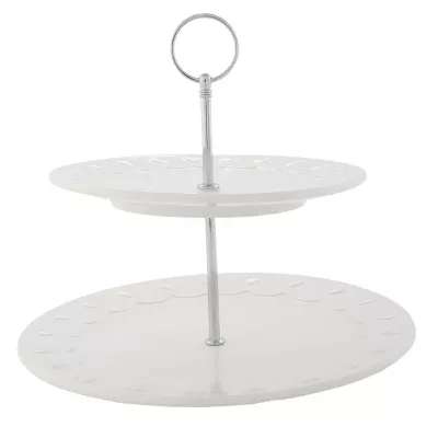 Clayre & Eef Etagere 2lagig weiß ca. Ø 26 x 23 cm