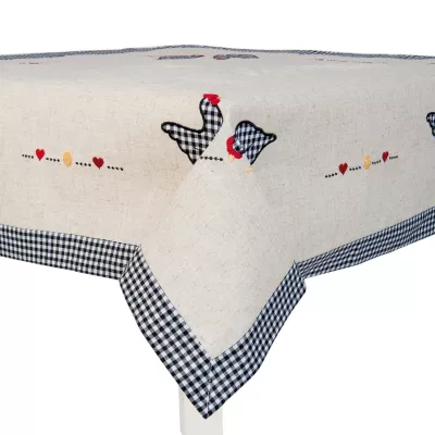 Clayre & Eef Tischdecke Hahn blau ca. 85 x 85 cm