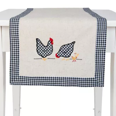Clayre & Eef Tischläufer Huhn blau ca. 40 x 120 cm