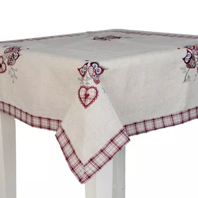Clayre & Eef Tischdecke Eulen Herz ca. 85 x 85 cm