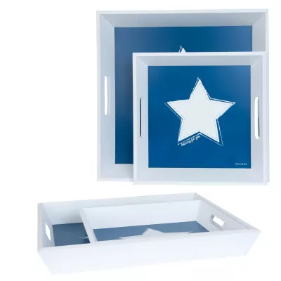 Clayre & Eef Tablett (2) 40x40x5/30x30x5 cm