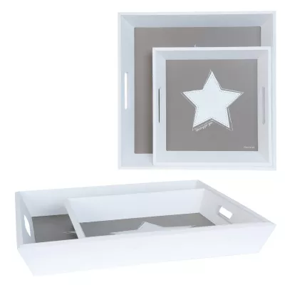 Clayre & Eef Tablett (2) 40x40x5/30x30x5 cm
