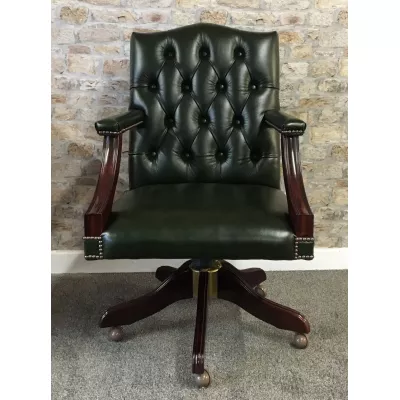 "Gainsborough" Chesterfield Drehstuhl Vollledersessel