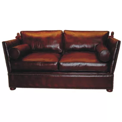 "Knoll" Chesterfield Sofa englisches Ledersofa Anilinleder 3-Sitzer