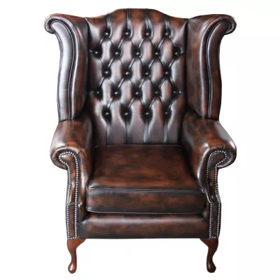 "Grand Scroll Wing Chair" Chesterfield Ohrensessel