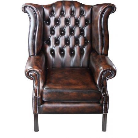 "Grand Scroll Wing Straight Chair" Chesterfield Ohrensessel