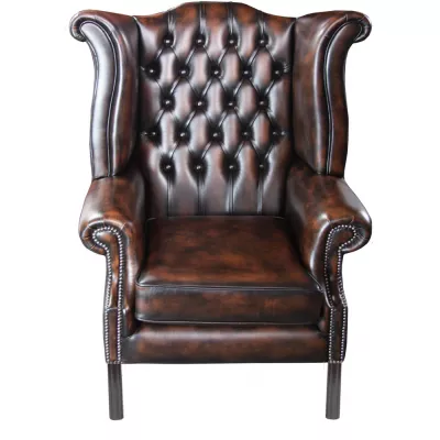 "Grand Scroll Wing Straight Chair" Chesterfield Ohrensessel