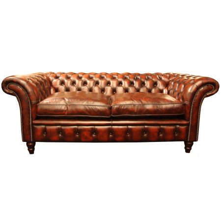 "Victorian Tub" Original Chesterfield Sofa englisches Ledersofa 3-Sitzer