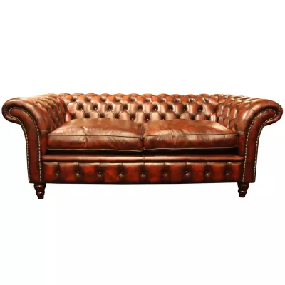 "Victorian Tub" Original Chesterfield Sofa englisches Ledersofa 3-Sitzer