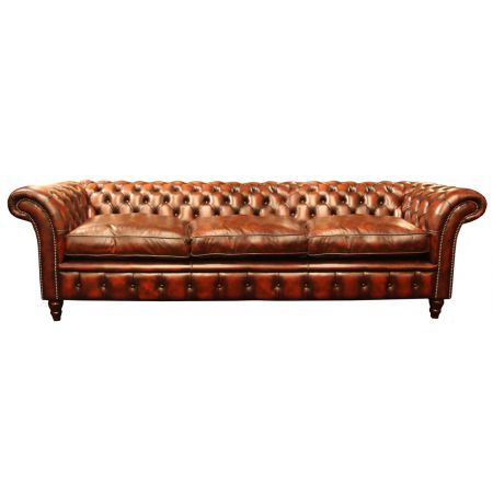 "Victorian Tub" 4-Sitzer Original englisches Chesterfield Ledersofa