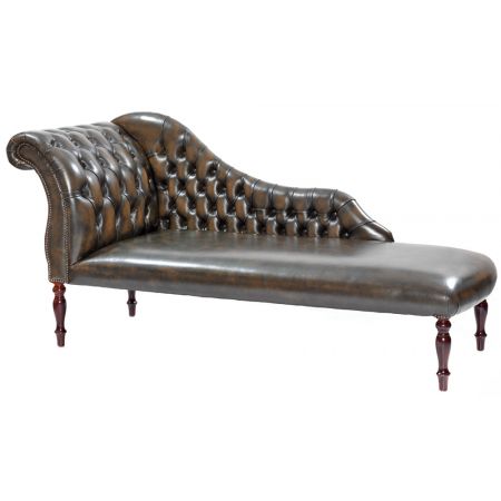 Chesterfield Sofa "Chaise Longue" in Birch Antique Gold