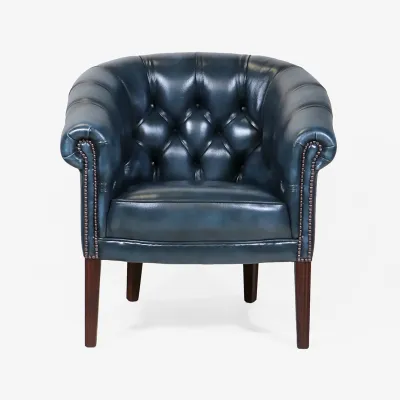 Chesterfield Clubsessel "Victorian Club Tub“ aus blauem Leder