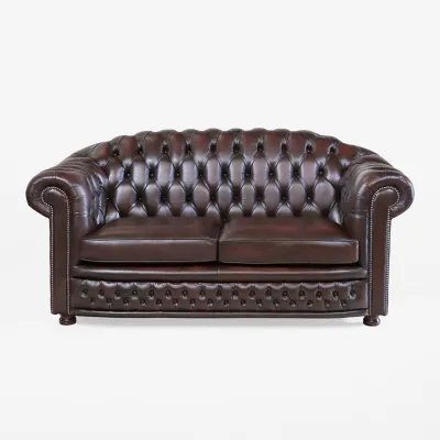 "Worcester" 2,5-Sitzer Chesterfield Sofa aus braunem Leder