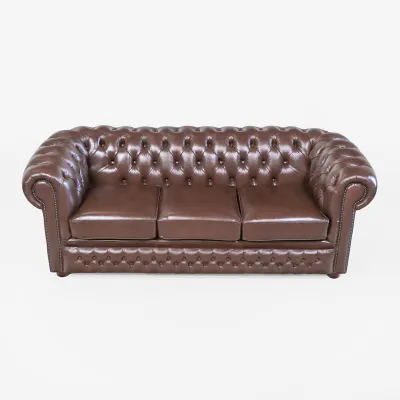 Chesterfield Couch 3 Sitzer aus Leder in Hellbraun – "London Classic" aus England