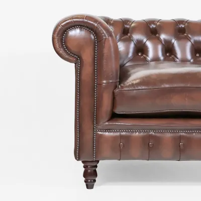 Chesterfield Sofa Leder Hellbraun – "St. Agness" 2-Sitzer