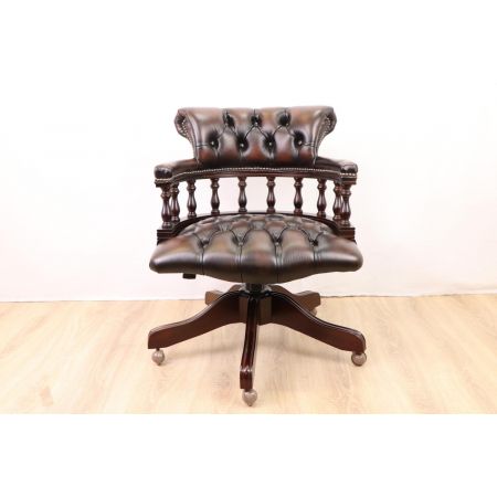 Chesterfield Bürostuhl "Captain's Open Armchair", braunes Leder