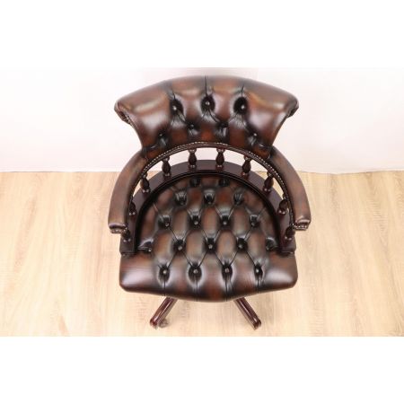 Chesterfield Bürostuhl "Captain's Open Armchair", braunes Leder