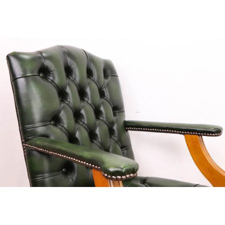 Chesterfield Bürostuhl "Gainsborough", Buttonseat, Birch Antique Green