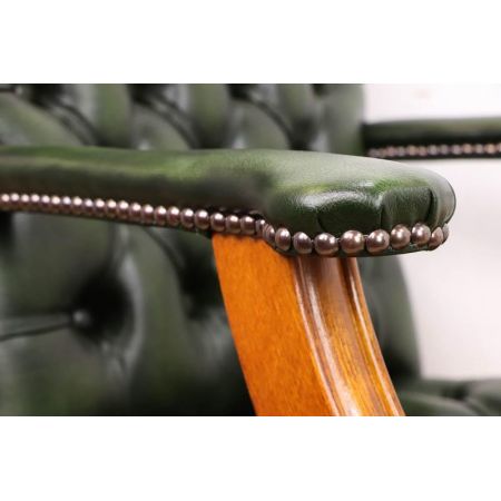 Chesterfield Bürostuhl "Gainsborough", Buttonseat, Birch Antique Green