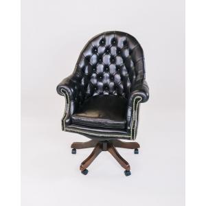 Chesterfield Drehstuhl "Executive Chair" in Old English Smoke Anilinleder