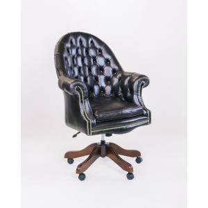 Chesterfield Drehstuhl "Executive Chair" in Old English Smoke Anilinleder