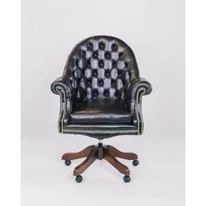 Chesterfield Drehstuhl "Executive Chair" in Old English Smoke Anilinleder