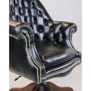 Chesterfield Drehstuhl "Executive Chair" in Old English Smoke Anilinleder