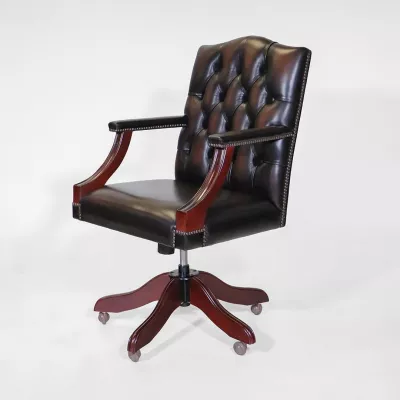 Chesterfield Drehstuhl in Birch Antique Tan