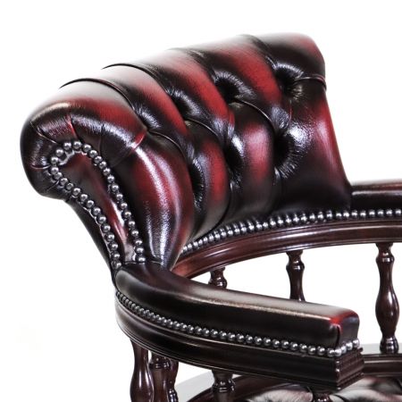 Chesterfield Bürostuhl "Sailchair", Drehstuhl in rot, Lederstuhl