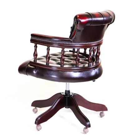 Chesterfield Bürostuhl "Sailchair", Drehstuhl in rot, Lederstuhl