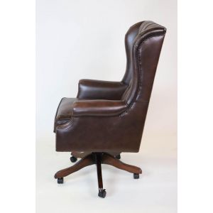 Chesterfield Drehstuhl Roll Arm in Birch Antique Brown - Sofort Lieferbar
