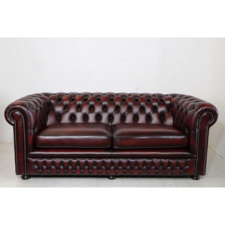 Chesterfield Sofa "London Classic" 3-Sitzer, Birch Antique Red - sofort lieferbar