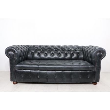 Chesterfield Sofa "London Classic" mit Buttonseat, 3 Sitzer, schwarz, sofort lieferbar