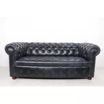 Chesterfield Sofa "London Classic" mit Buttonseat, 3 Sitzer, schwarz, sofort lieferbar