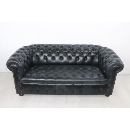 Chesterfield Sofa "London Classic" mit Buttonseat, 3 Sitzer, schwarz, sofort lieferbar