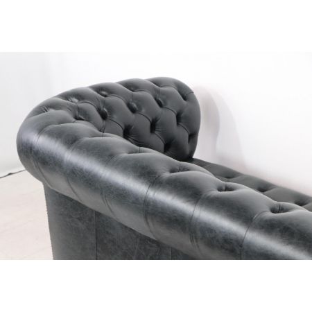 Chesterfield Sofa "London Classic" mit Buttonseat, 3 Sitzer, schwarz, sofort lieferbar
