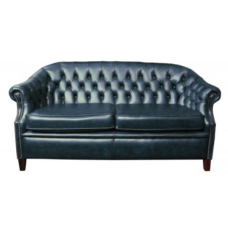 Chesterfield Clubsofa "Lord" Dreisitzer in Birch Antique Blue
