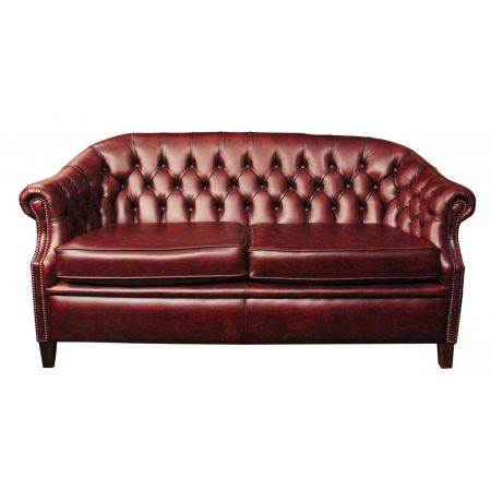Chesterfield Clubsofa "Lord" Dreisitzer in Birch Antique Red