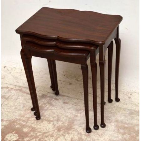 Antikes Nest of Tables Edwardian Beistelltisch Holztisch 3er Set Mahagoni Tisch