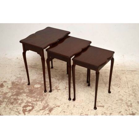Antikes Nest of Tables Edwardian Beistelltisch Holztisch 3er Set Mahagoni Tisch