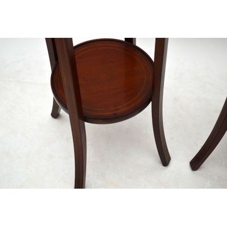 Paar Antiker Queen Anne Style Walnuss Couchtisch Sofatisch aus Holz