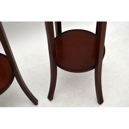 Paar Antiker Queen Anne Style Walnuss Couchtisch Sofatisch aus Holz