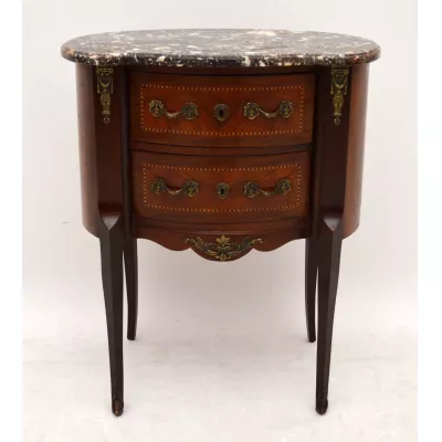 Antiker Coffeetable Sofatisch Beistelltisch mit Marmorplatte Holztisch