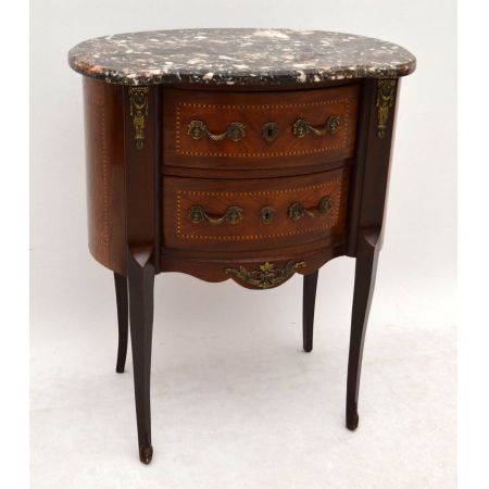 Antiker Coffeetable Sofatisch Beistelltisch mit Marmorplatte Holztisch