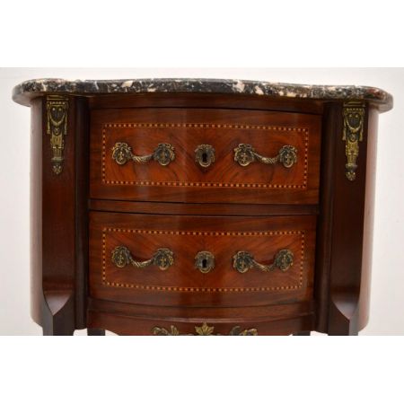 Antiker Coffeetable Sofatisch Beistelltisch mit Marmorplatte Holztisch