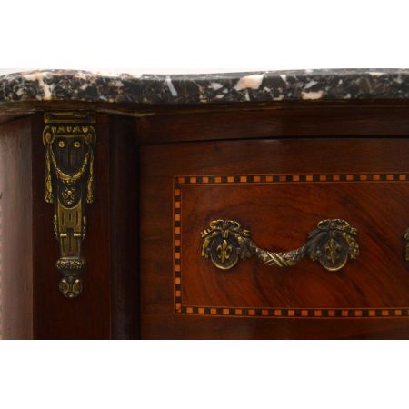 Antiker Coffeetable Sofatisch Beistelltisch mit Marmorplatte Holztisch