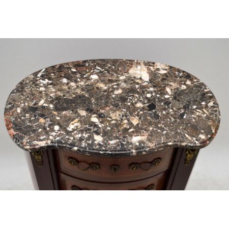 Antiker Coffeetable Sofatisch Beistelltisch mit Marmorplatte Holztisch