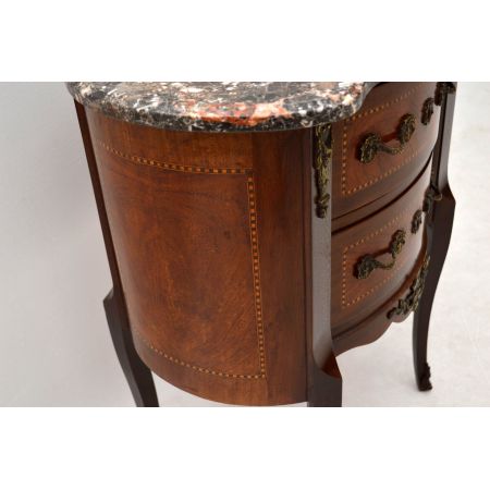 Antiker Coffeetable Sofatisch Beistelltisch mit Marmorplatte Holztisch