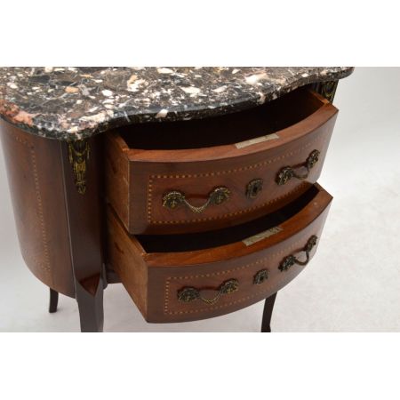 Antiker Coffeetable Sofatisch Beistelltisch mit Marmorplatte Holztisch